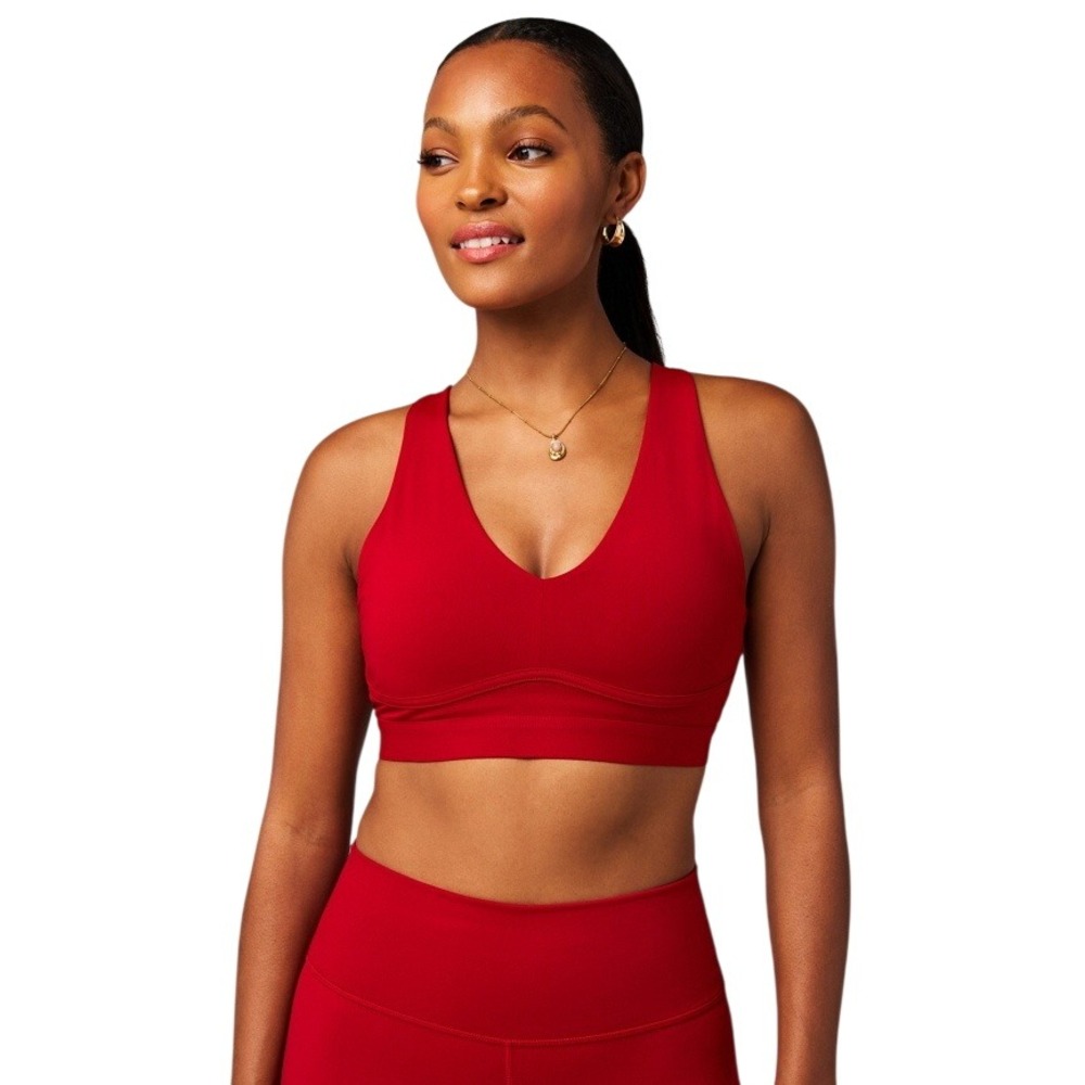 NWT Fabletics All Day Every Day Low Impact Red Stretch Sports Bra Womens Medium